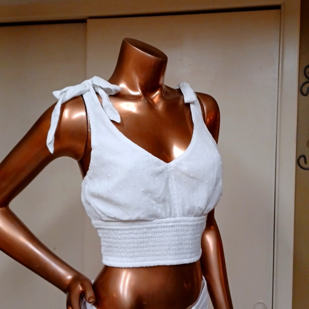 Hollister White Textured Sun Top